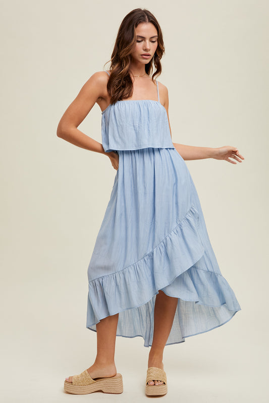 Asymmetrical Hi-Low Dress with Side Pockets by Wishlist