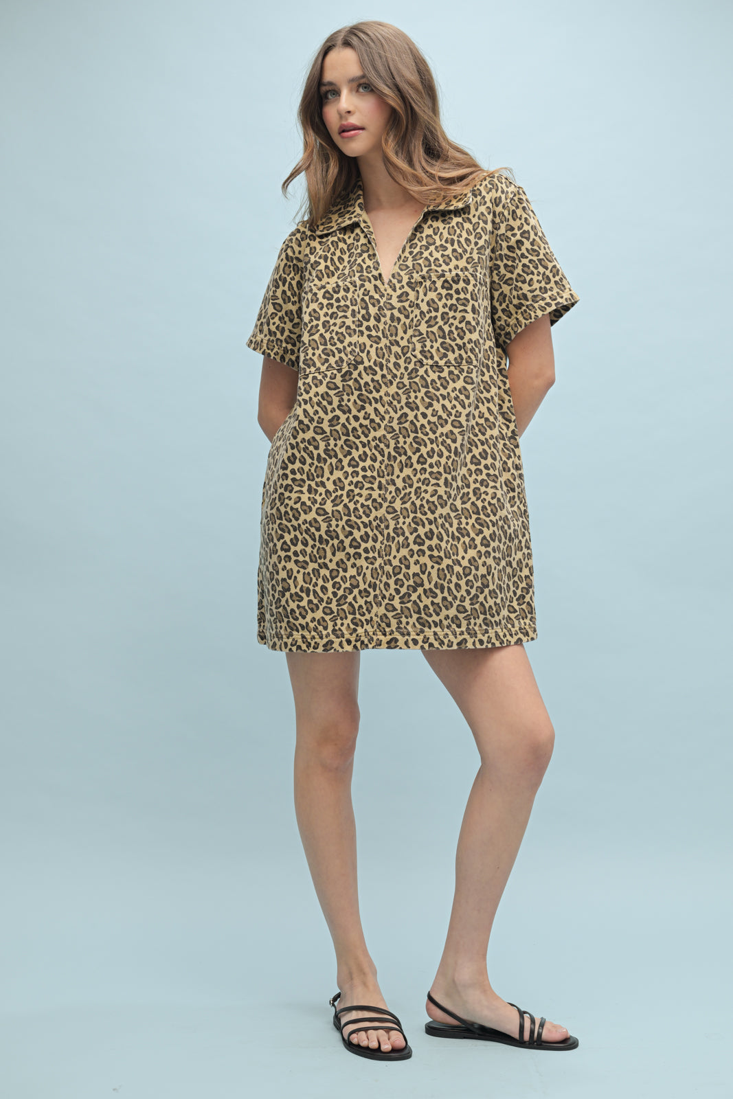 Leopard Denim A Line Dress by Wishlist