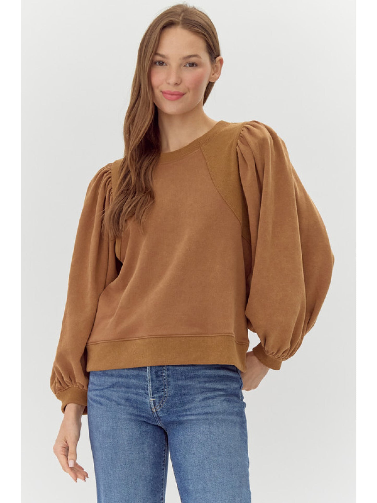 Machine Washing Sweatshirt Top in Toffee by Jodifl