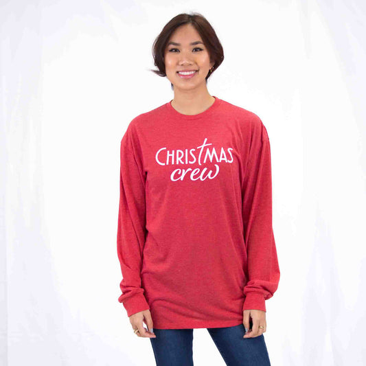 Christmas Crew Long Sleeve Crew Neck T-Shirt Red/White