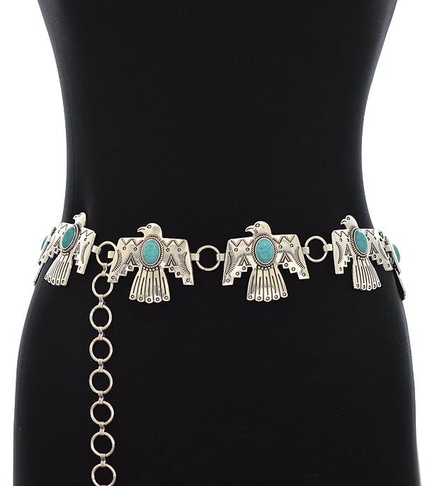 Turquoise Thunderbird Concho Belt