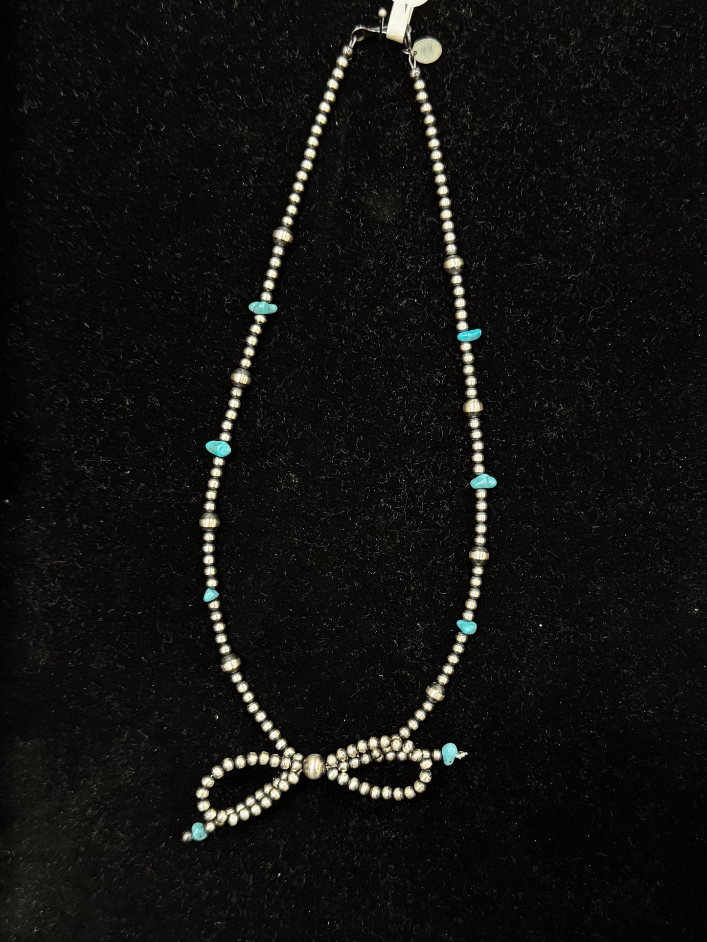 16" Navajo Pearl and Turquoise Bow Necklace