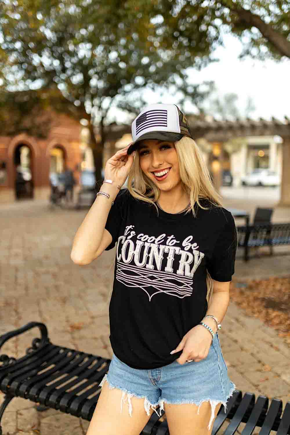 It's Cool to be Country Tee in Black with White Ink by Texas True Threads