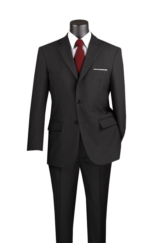 Mens Black 2-Piece 2-Button Notch Suit