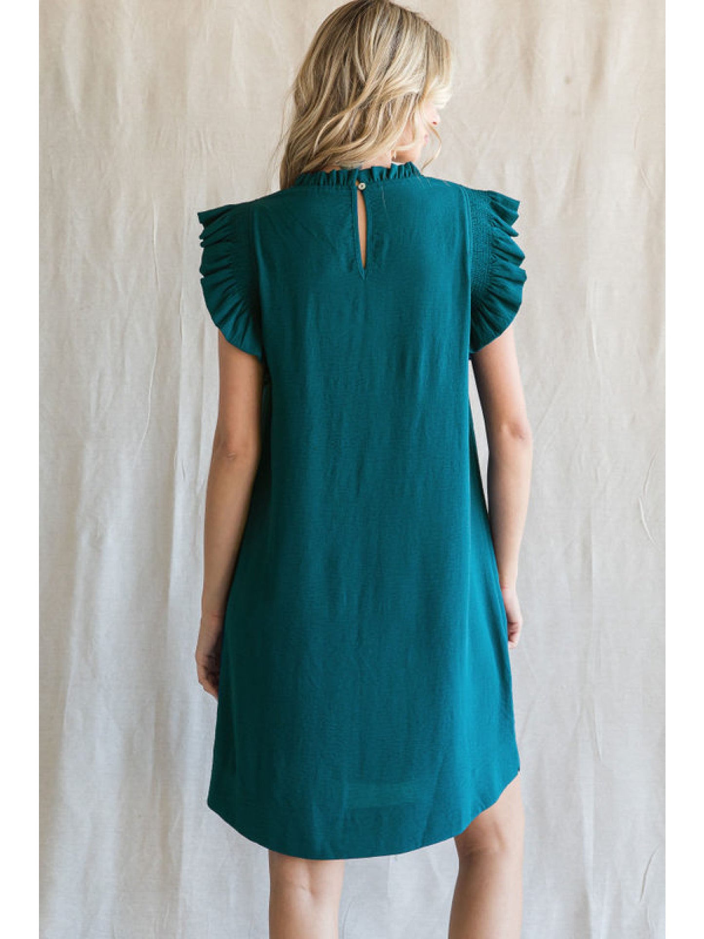 Ruffle Dress with Frill Mock Neckline by Jodifl