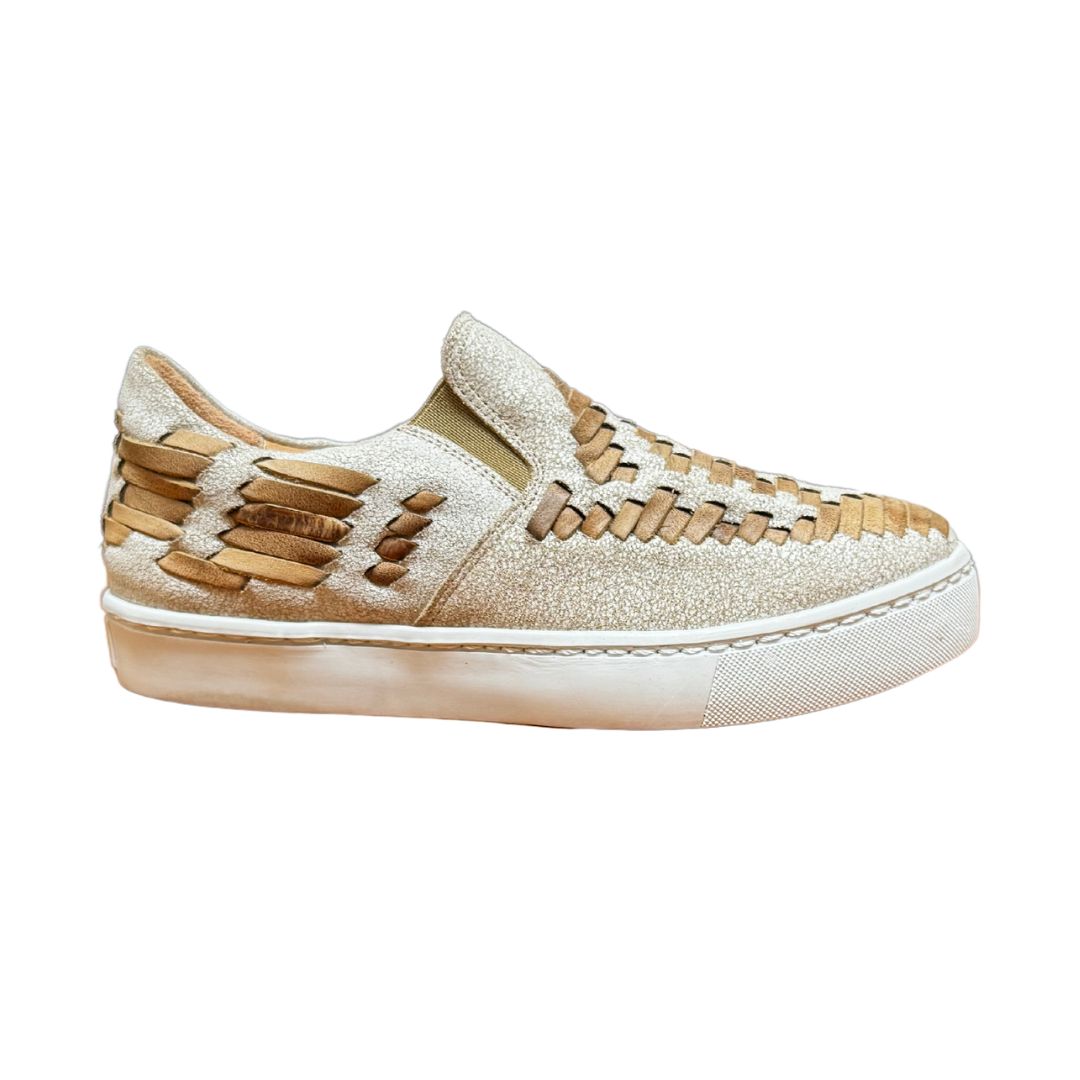 Dakota Leather Tennis Shoes in Tan/Cream by Agave Sky