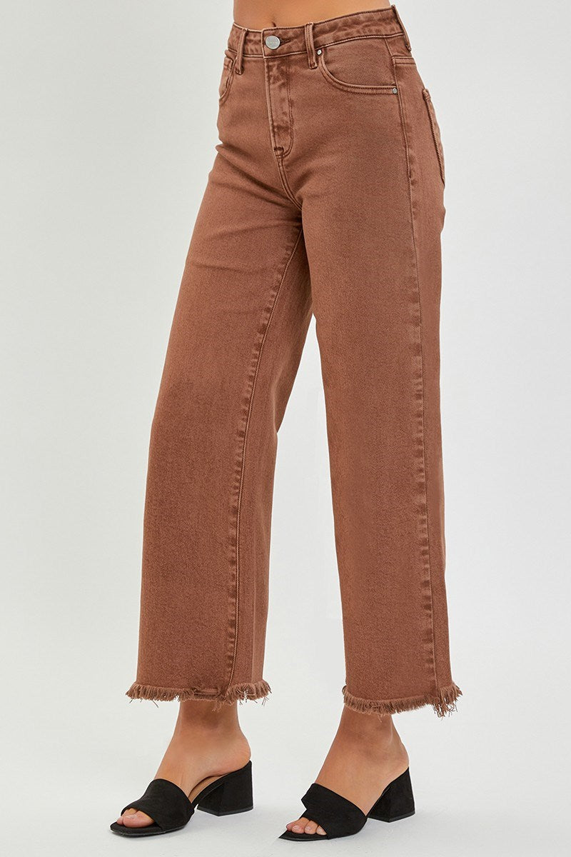 High Rise Tummy Control Crop Wide Leg Jeans by Risen Jeans