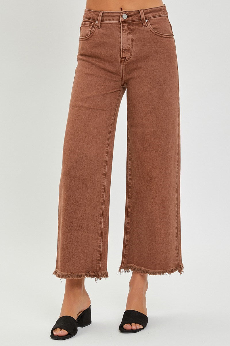 High Rise Tummy Control Crop Wide Leg Jeans by Risen Jeans