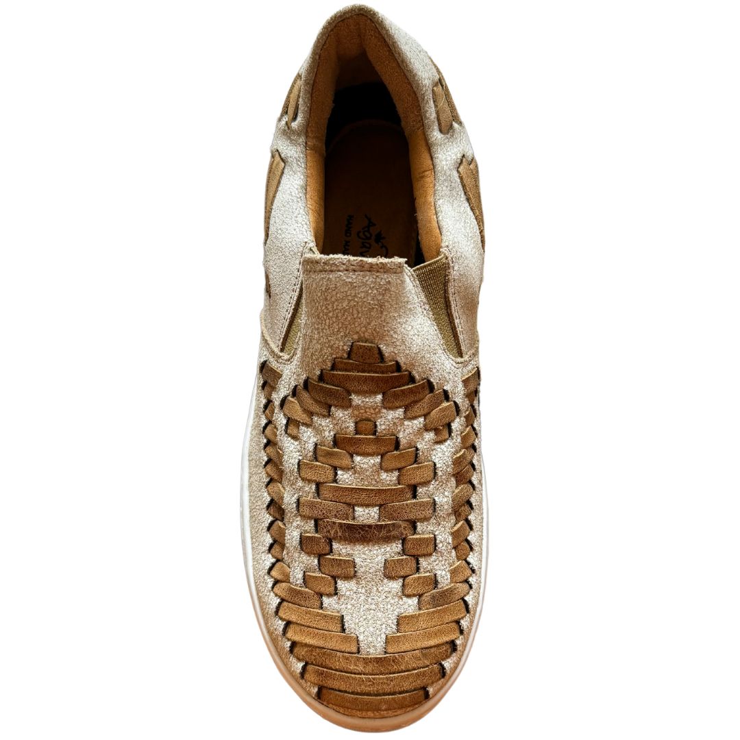 Dakota Leather Tennis Shoes in Tan/Cream by Agave Sky