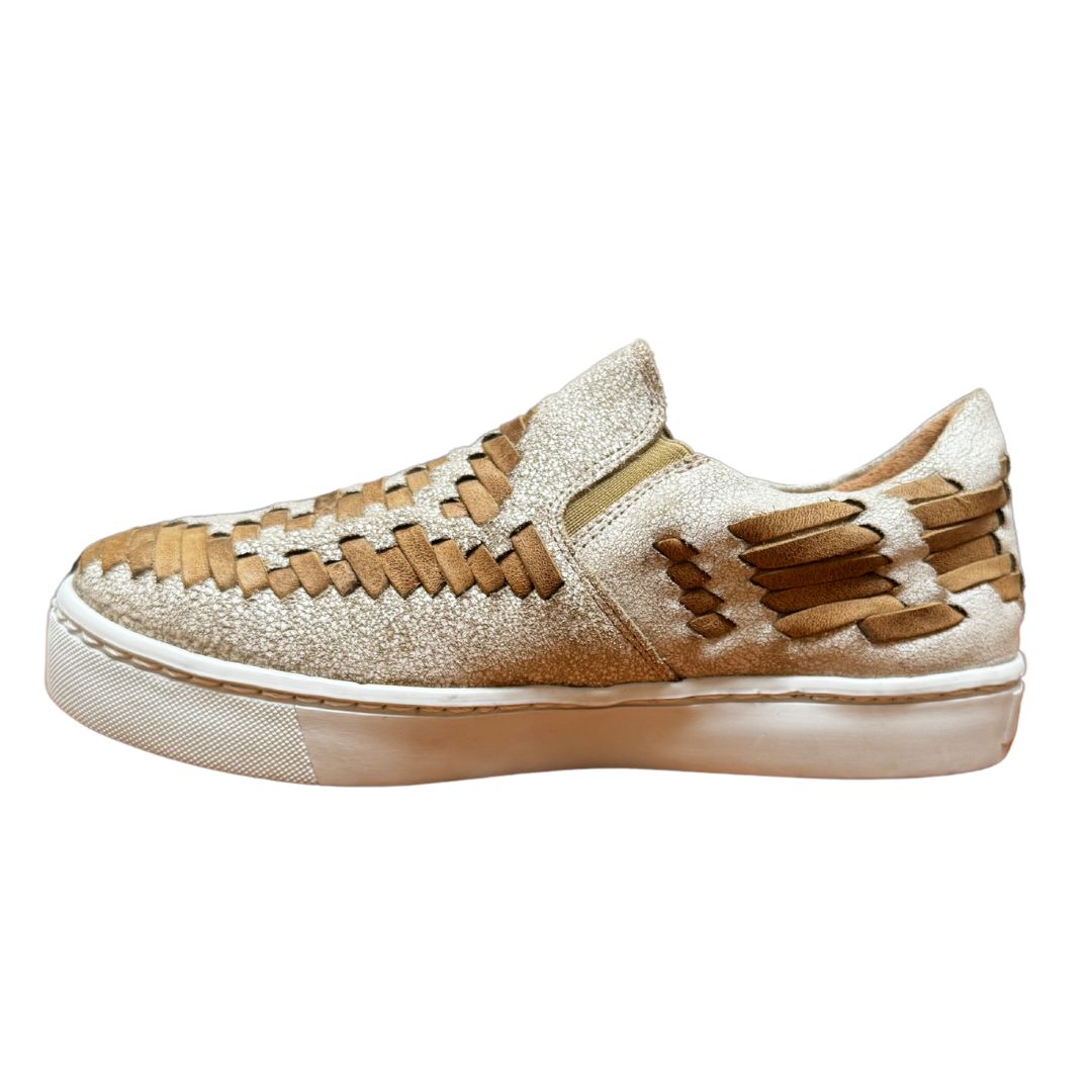 Dakota Leather Tennis Shoes in Tan/Cream by Agave Sky