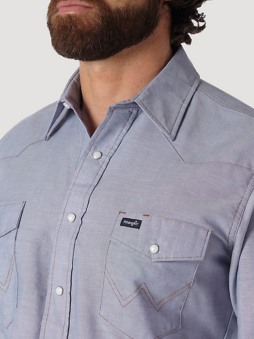 Wrangler Chambray Long-Sleeve Mens Work Shirt