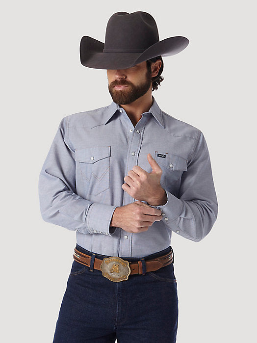 Wrangler Chambray Long-Sleeve Mens Work Shirt