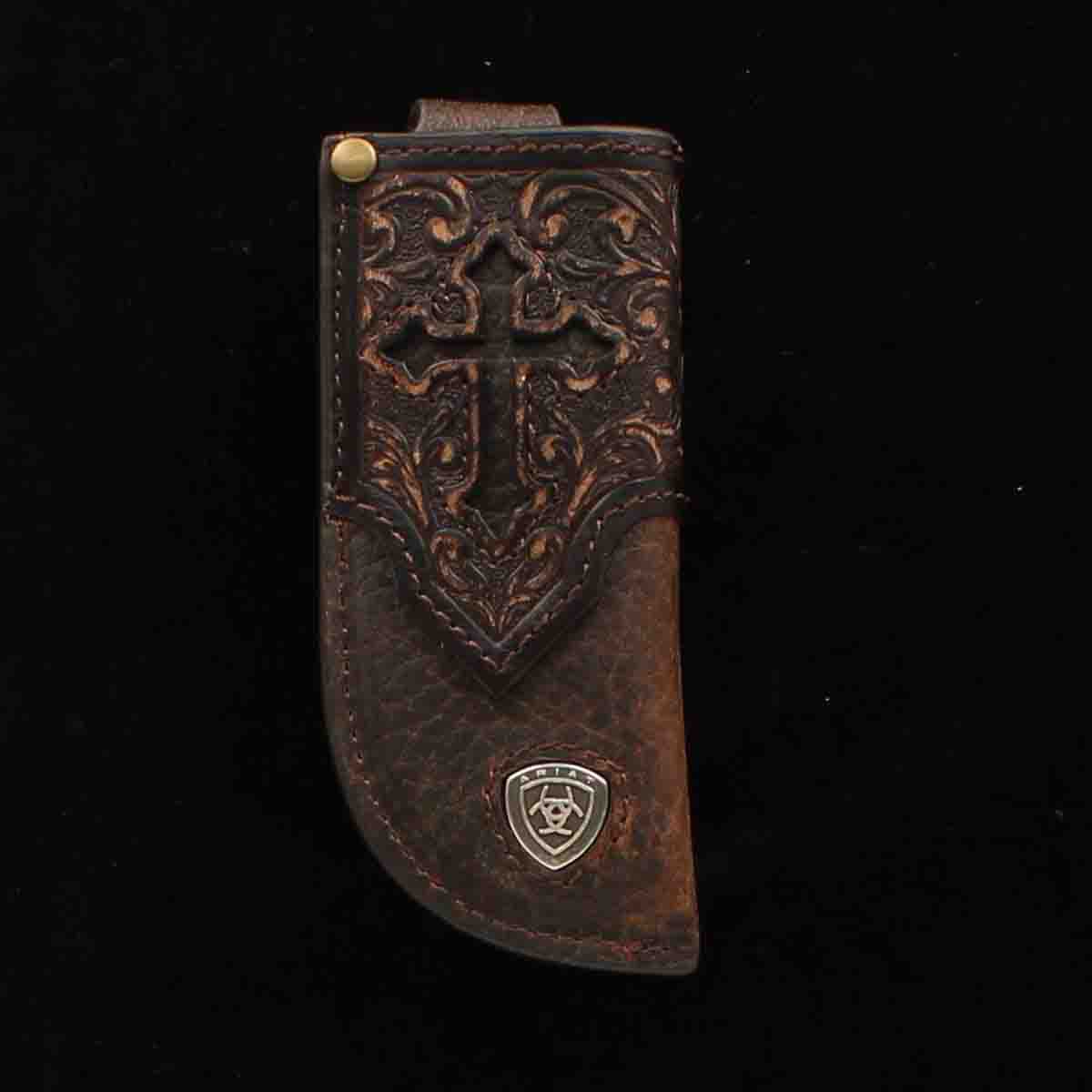 Ariat Leather Embossed Overlay with Cross Knife Sheath