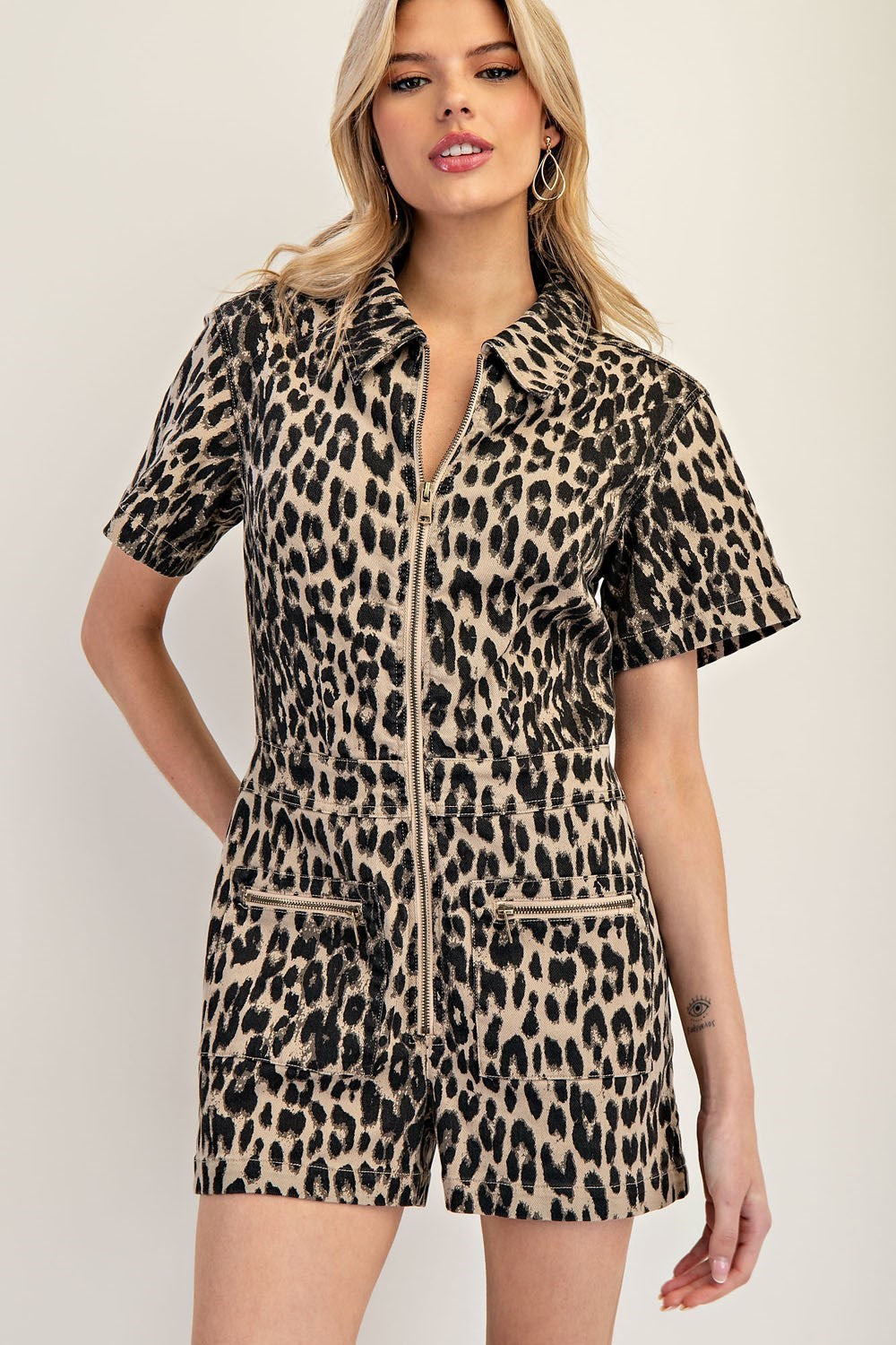 Mineral Washed Leopard Romper by ee:some