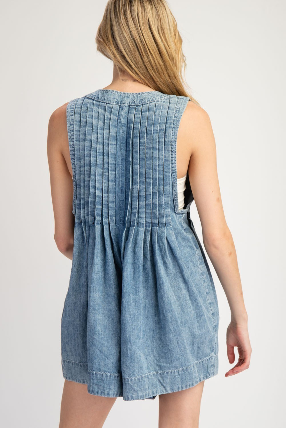 Mineral Washed Lace Tie Romper by ee:some