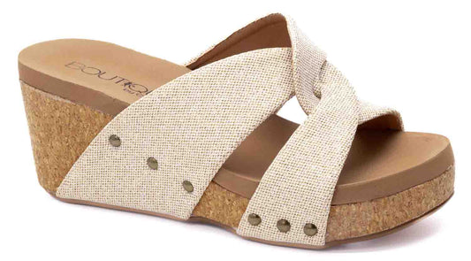 Bonny Wedges in Gold Shimmer by Hey Girl - Corky's