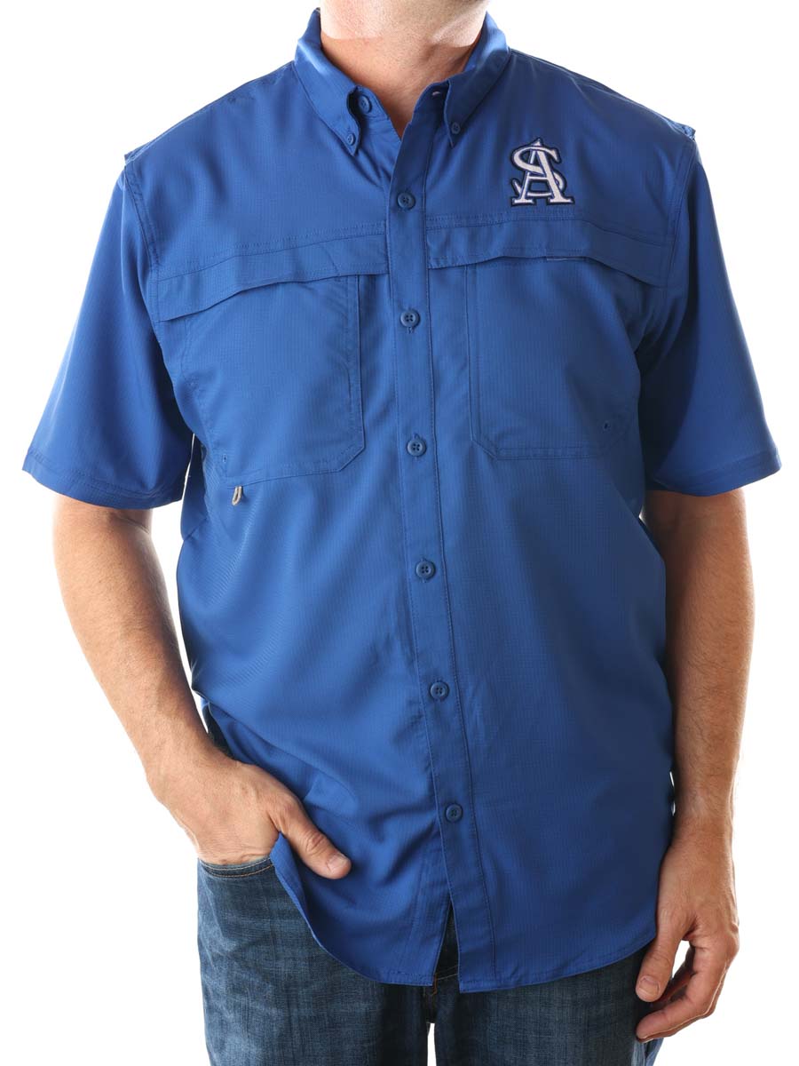 Anderson-Shiro Owls Spirit Fishing Shirt Short-Sleeve Royal Blue