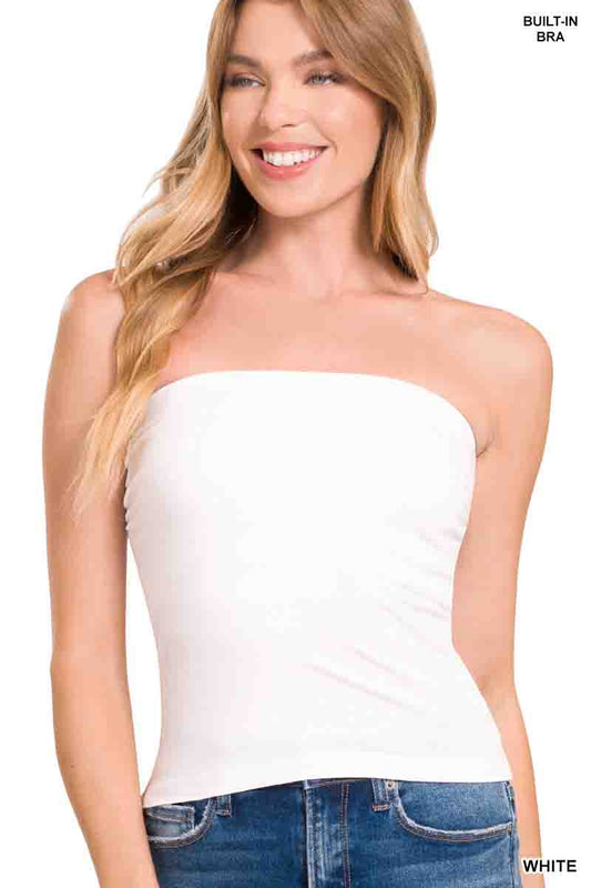 Cotton Tube Built-in Bra Top