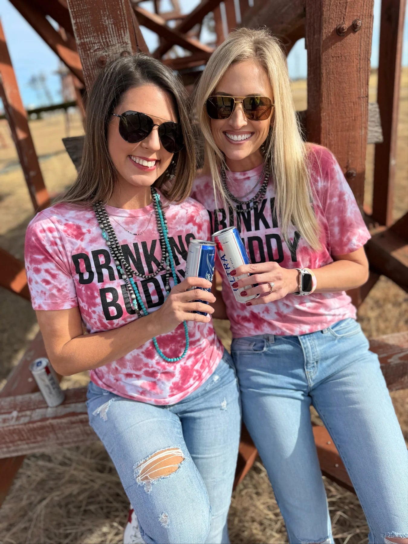 Drinking Buddy Tee in Red Tie Dye by Texas True Threads