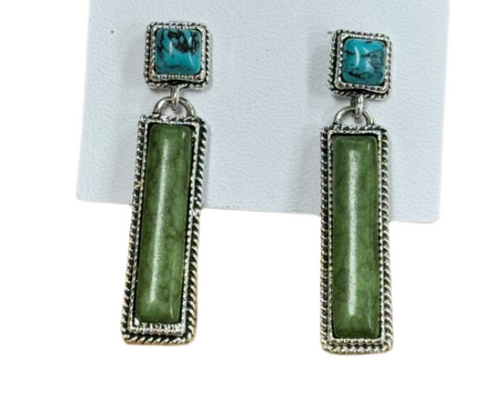 Green Bar Earrings by West & Co