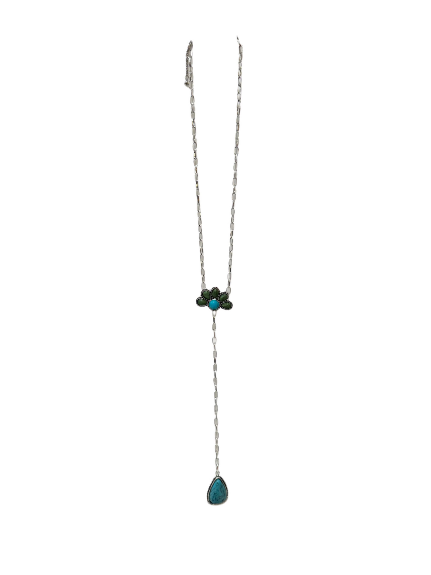 Turquoise Half Flower Chain Y Necklace by West & Co