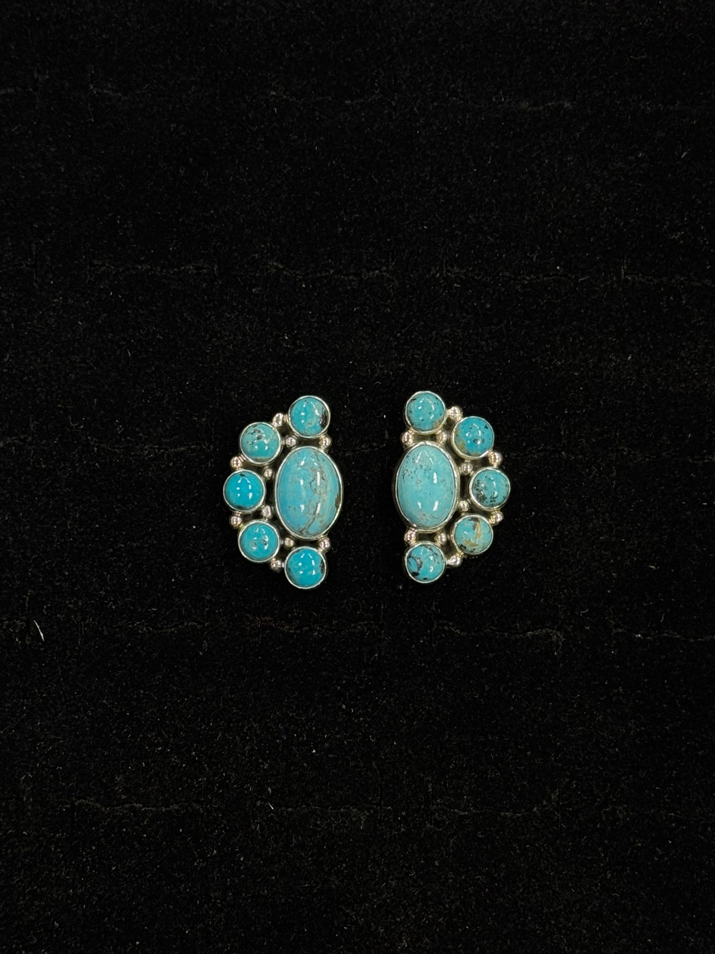 Half Squash Blossom Turquoise Post Earrings