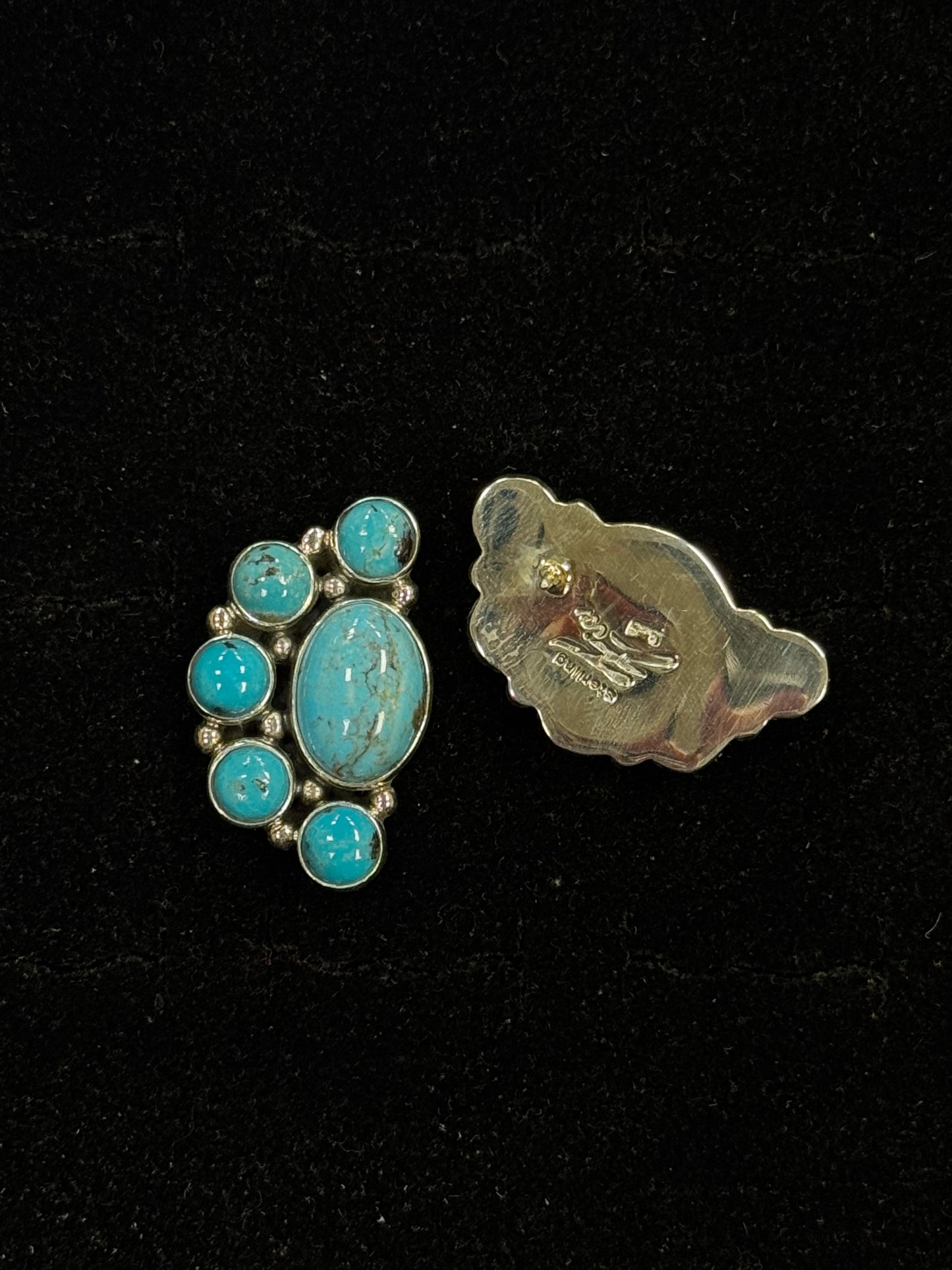 Half Squash Blossom Turquoise Post Earrings