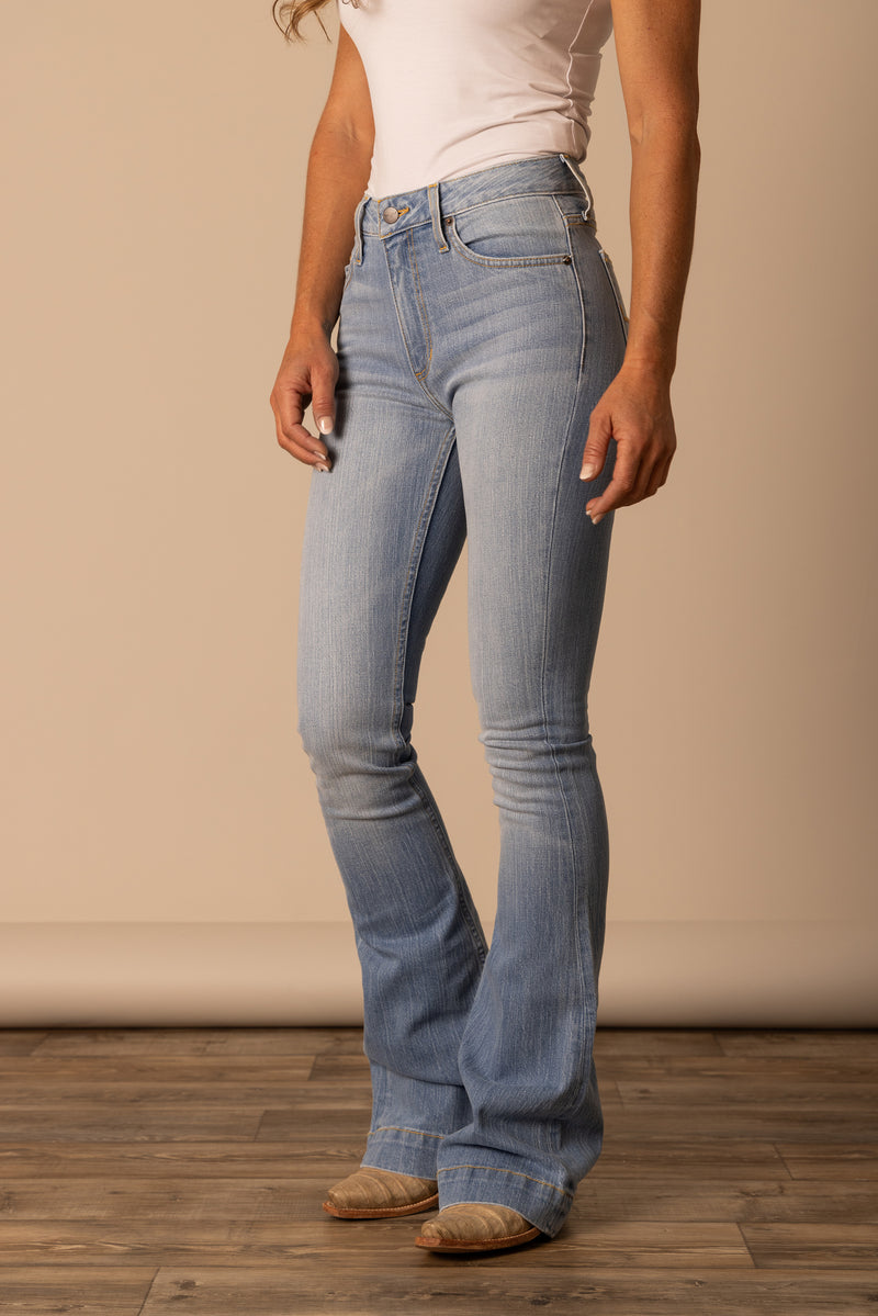 Dark Wash Jennifer Flare Leg High Rise Jeans by Kimes Ranch