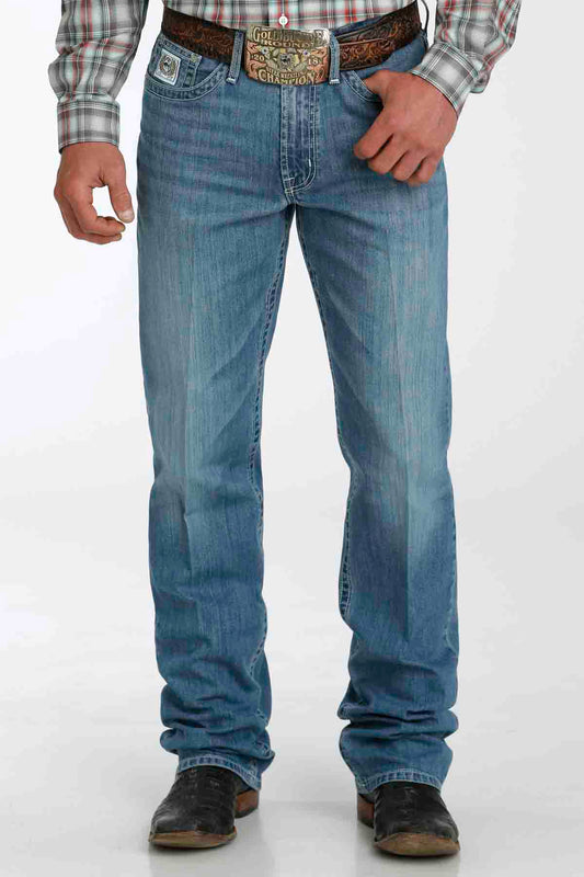 White Label Relaxed Fit Straight Leg Jeans in Medium Stone by Cinch