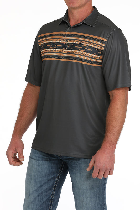 Grey/Aztec Arena Flex Polo Shirt by Cinch