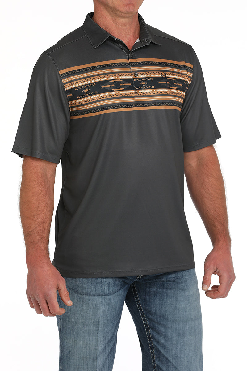 Grey/Aztec Arena Flex Polo Shirt by Cinch