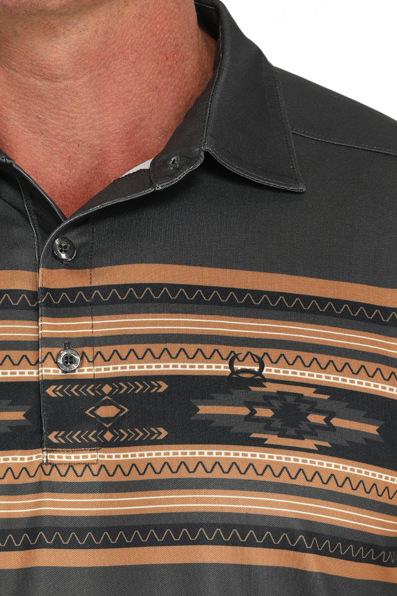 Grey/Aztec Arena Flex Polo Shirt by Cinch