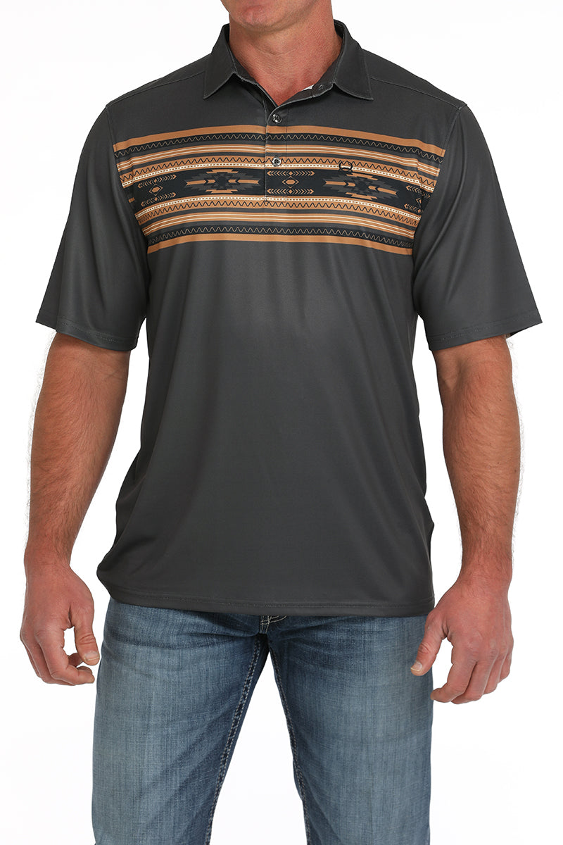 Grey/Aztec Arena Flex Polo Shirt by Cinch