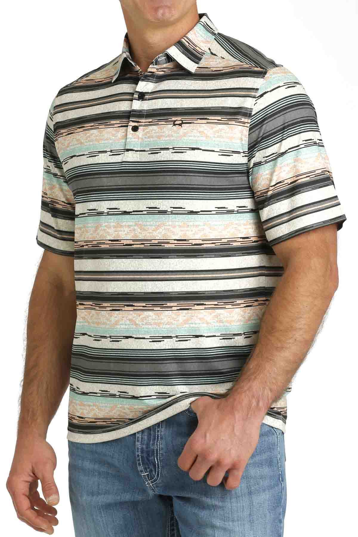 Arenaflex Short Sleeve Multi Stripe Polo by Cinch