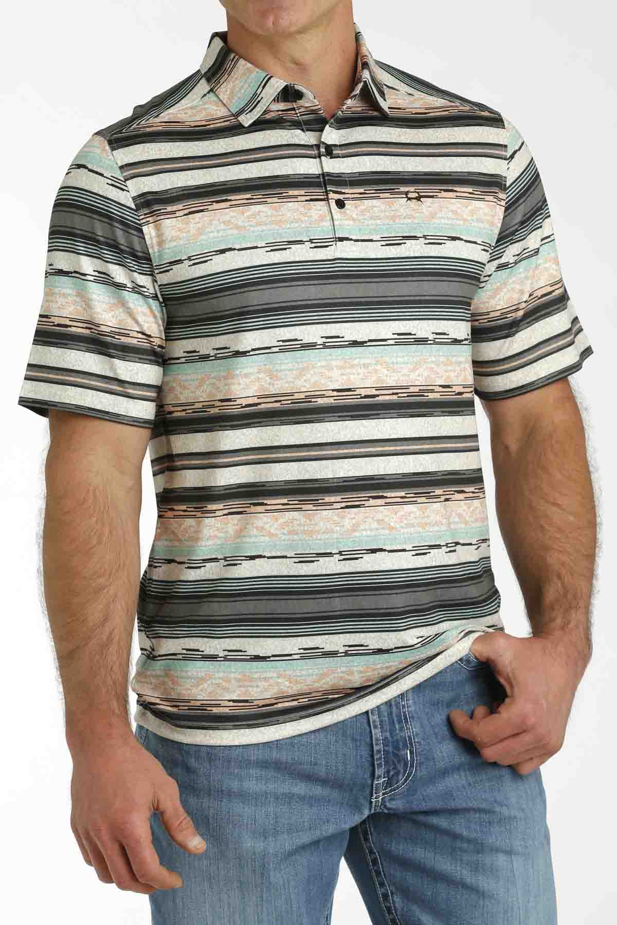 Arenaflex Short Sleeve Multi Stripe Polo by Cinch