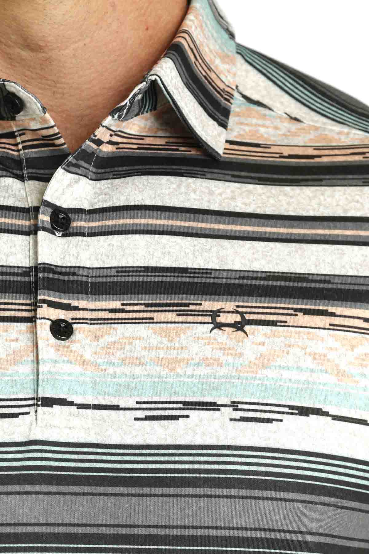 Arenaflex Short Sleeve Multi Stripe Polo by Cinch