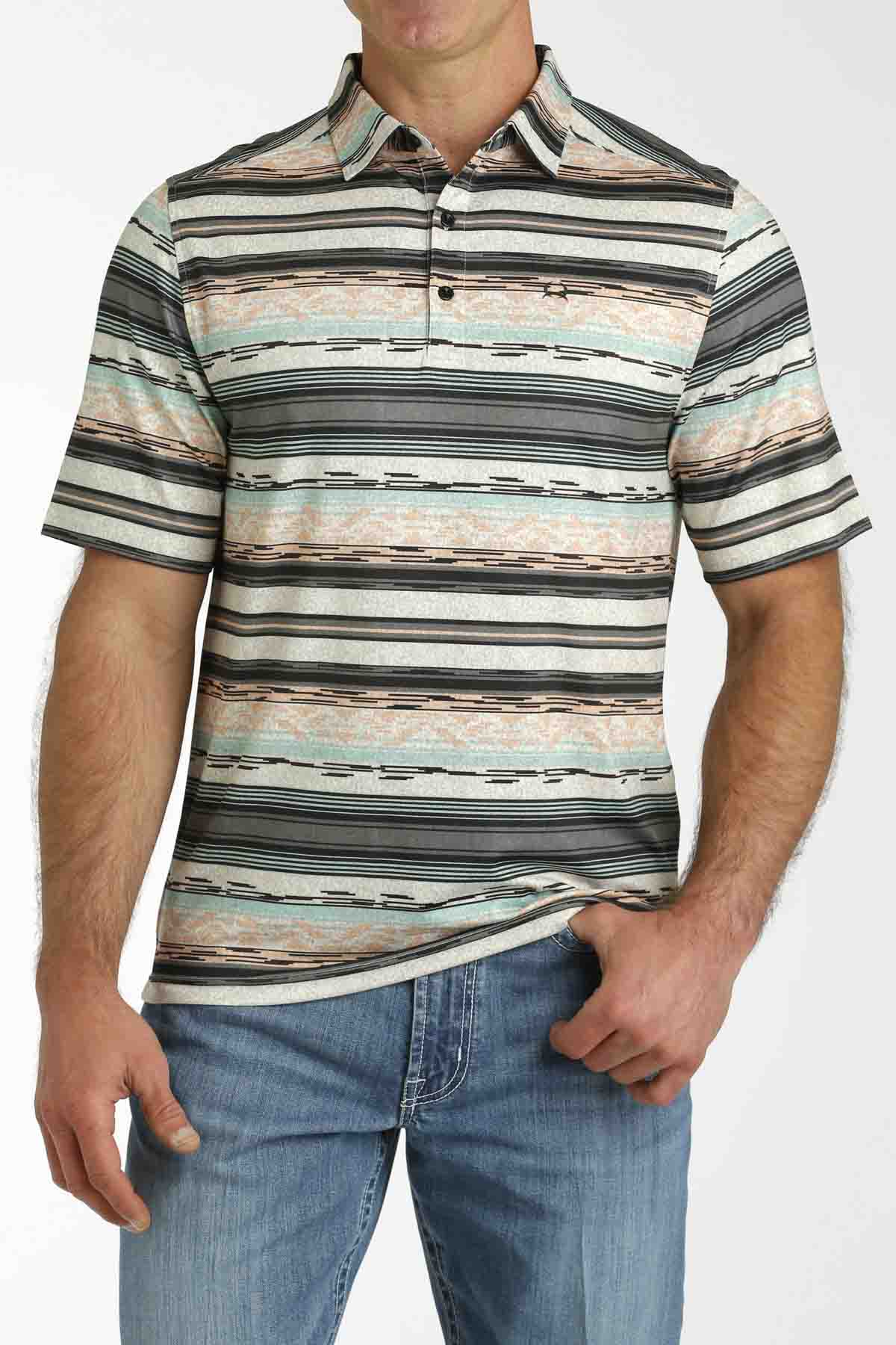 Arenaflex Short Sleeve Multi Stripe Polo by Cinch