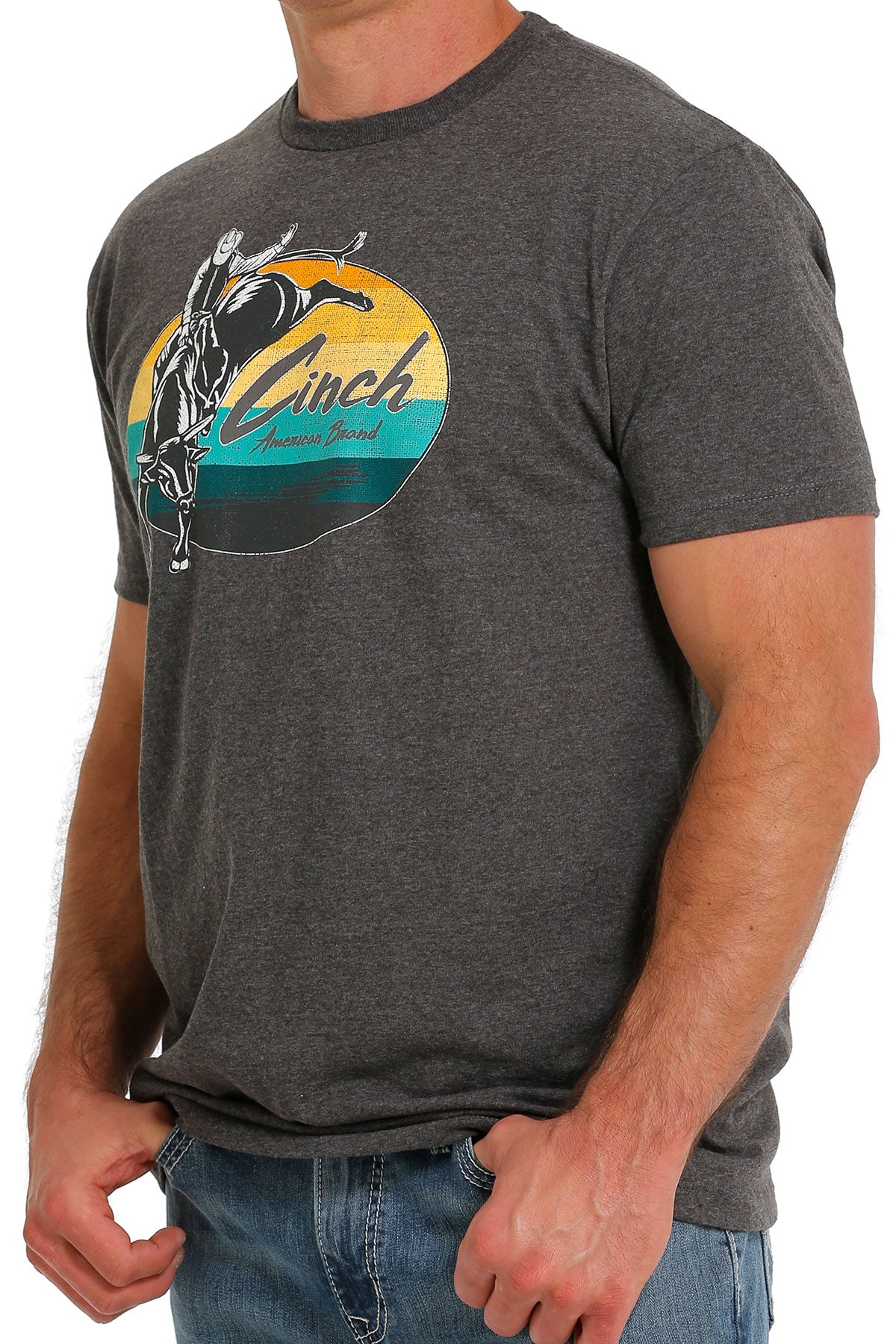 Cinch Men's Short Sleeve American Brand T-Shirt Heather Charcoal