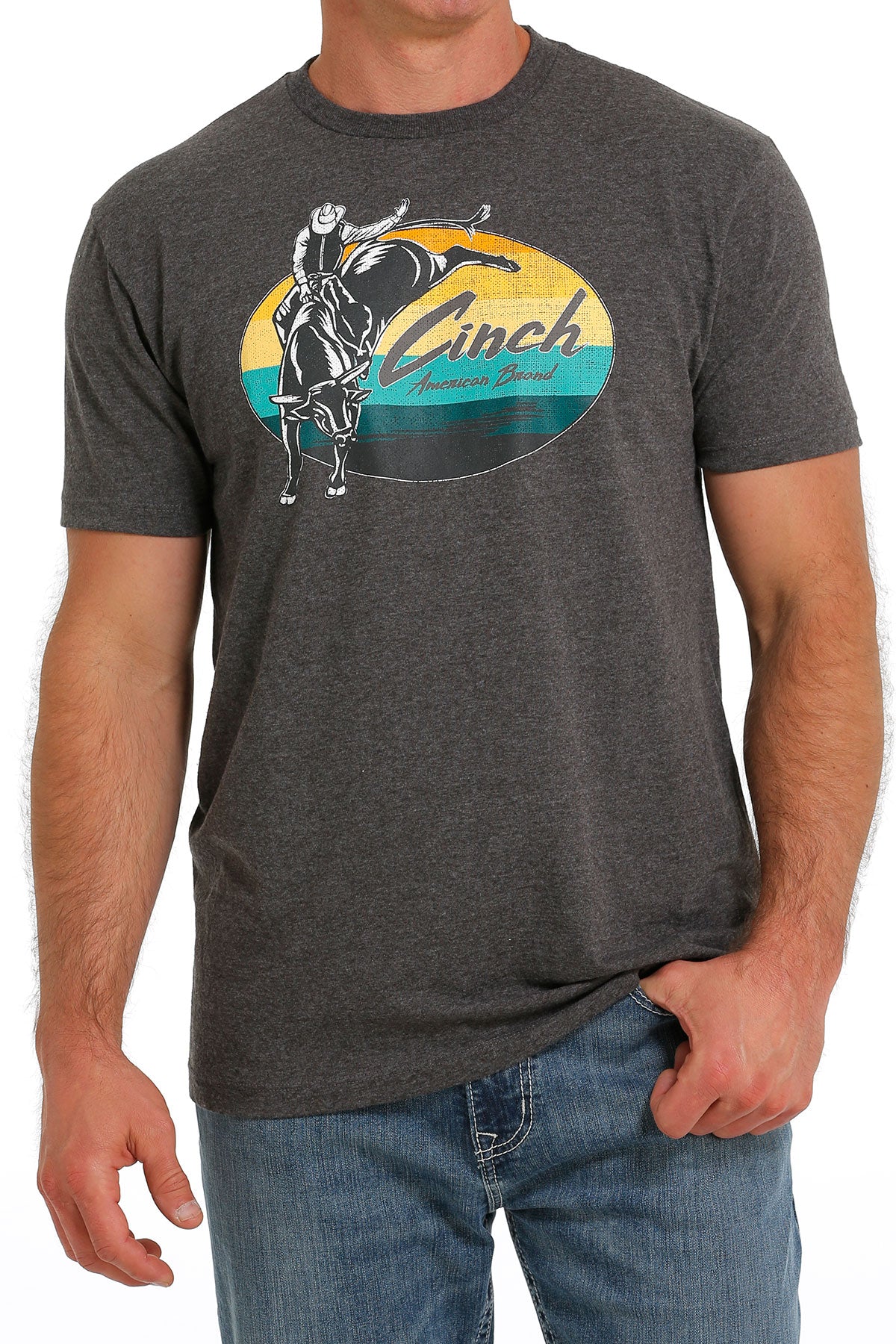 Cinch Men's Short Sleeve American Brand T-Shirt Heather Charcoal