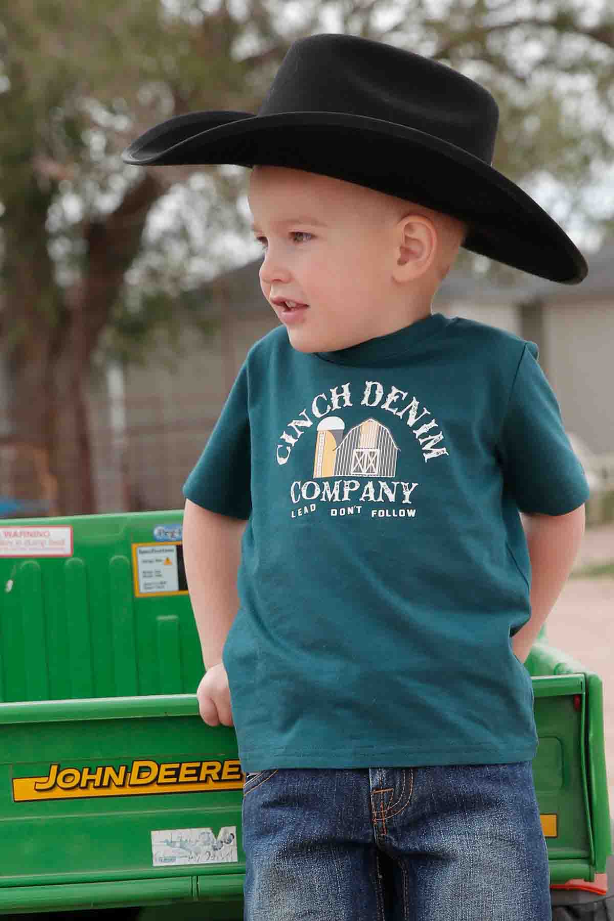 Cinch Toddler Denim Company Short Sleeve Tee Green