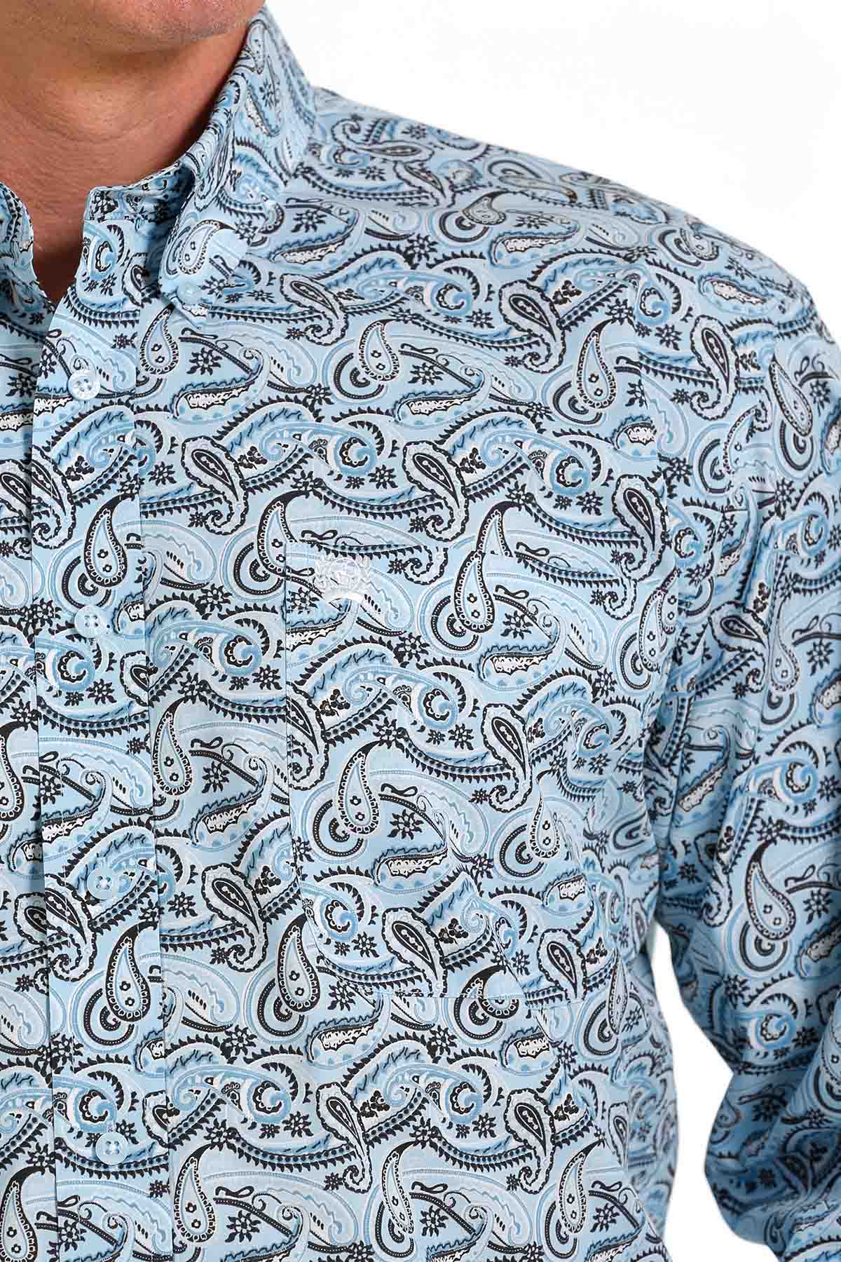 Cinch Classic Light Blue Paisley Long Sleeve Button Down