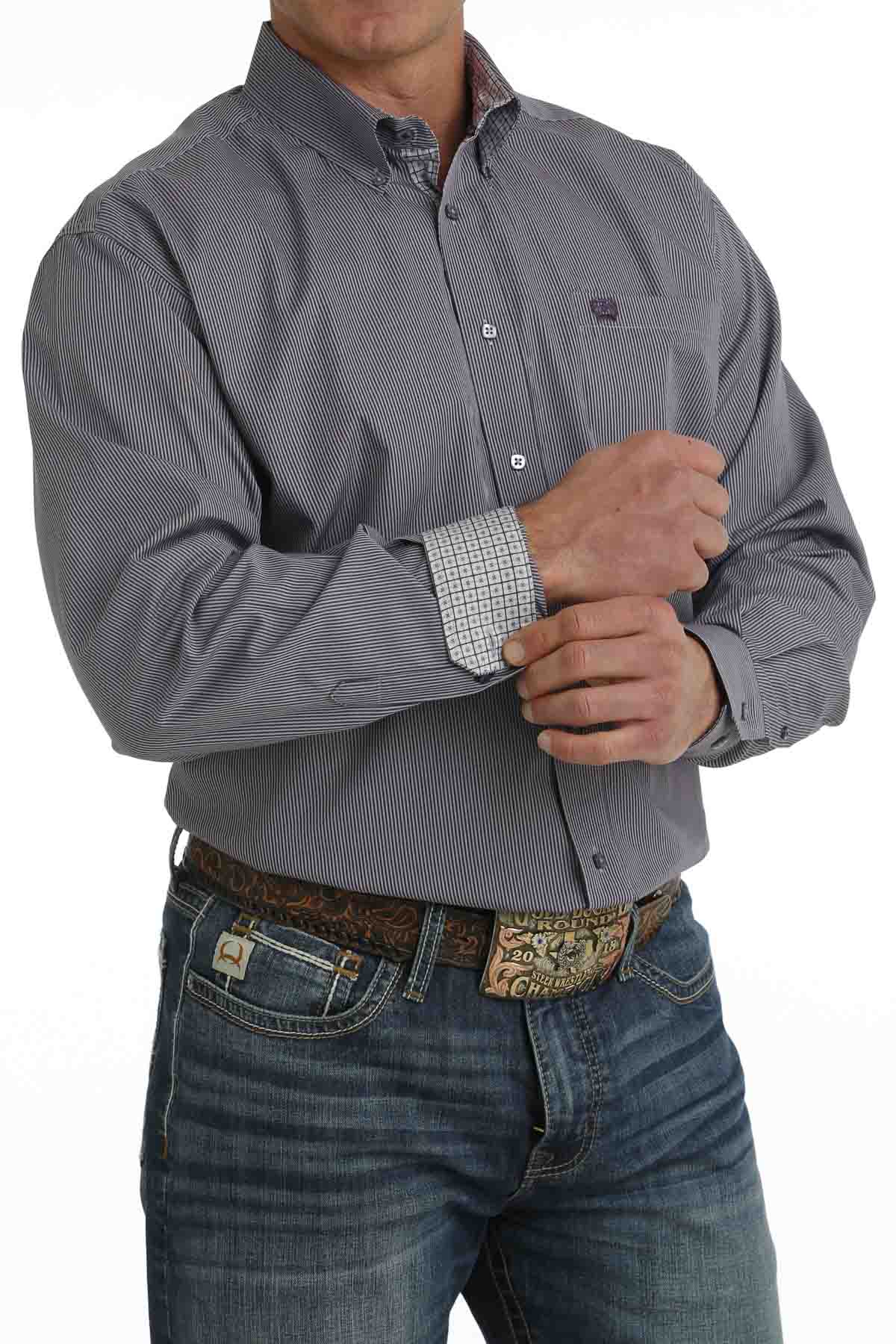 Long-Sleeve Button Down Western Shirt in Purple by Cinch