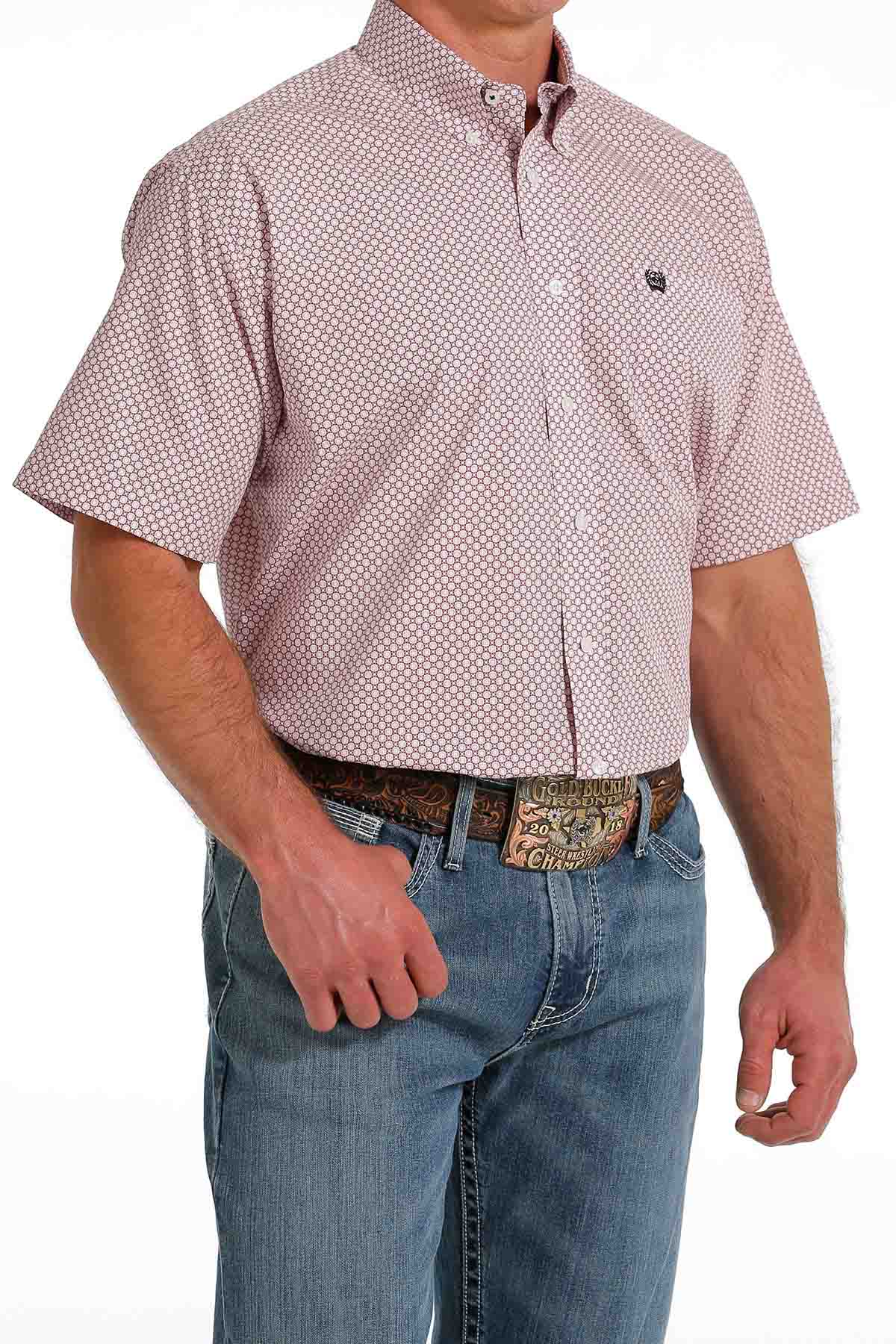 Cinch Men's Classic Pink Short Sleeve Button Down Shirt