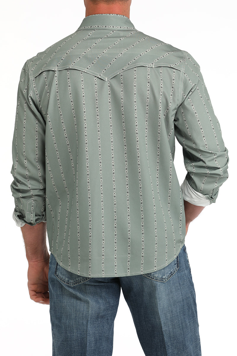 Mens Olive Long Sleeve Camp Shirt by Cinch