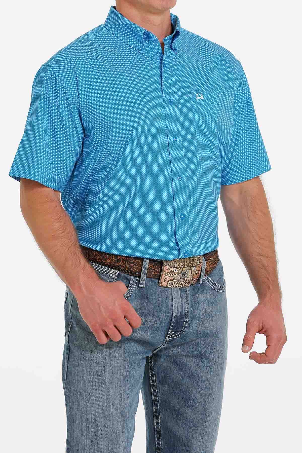 Men's Cinch ArenaFlex SSL BD Blue Print Shirt