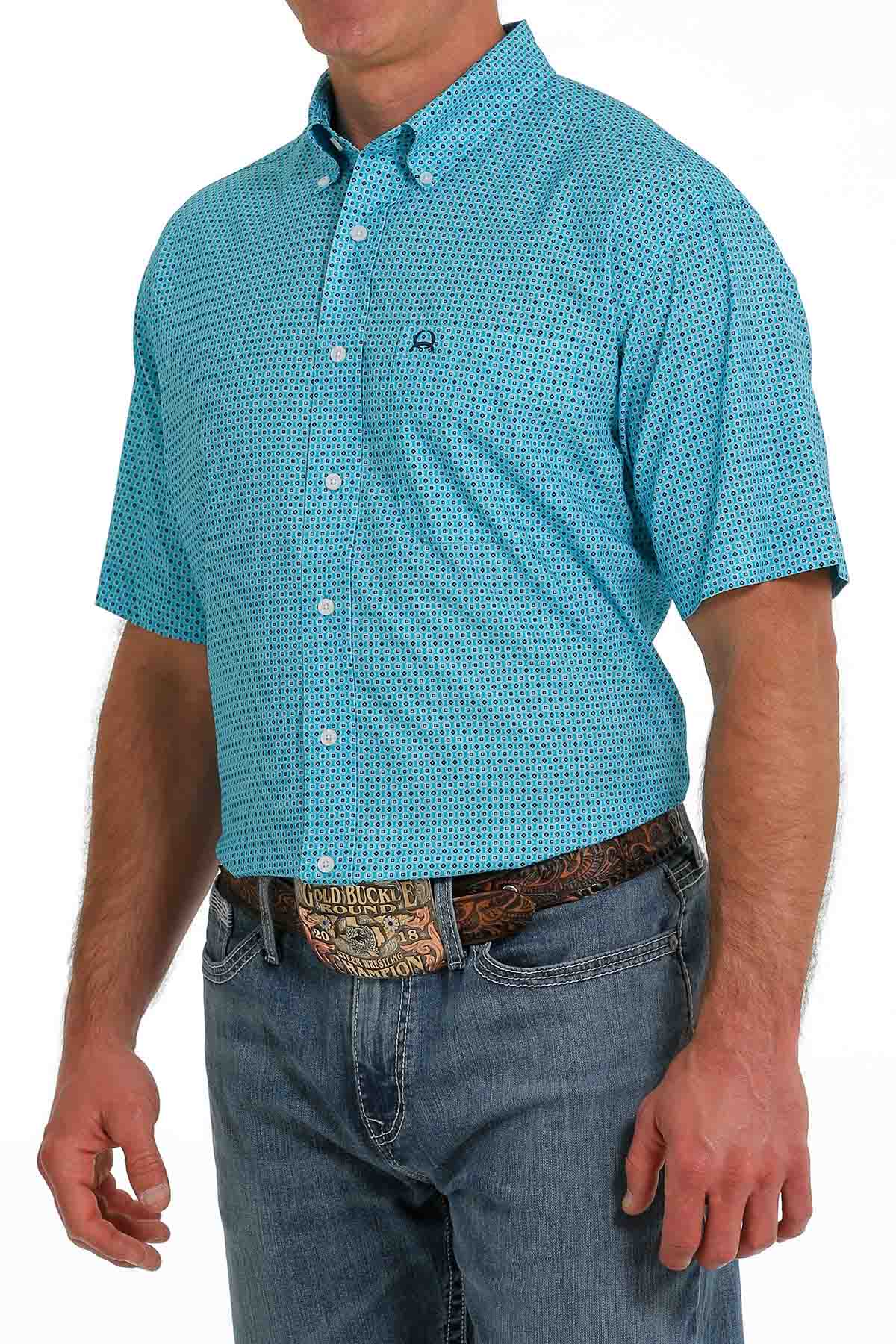 Cinch Men's Arena Flex Blue Print Button Down