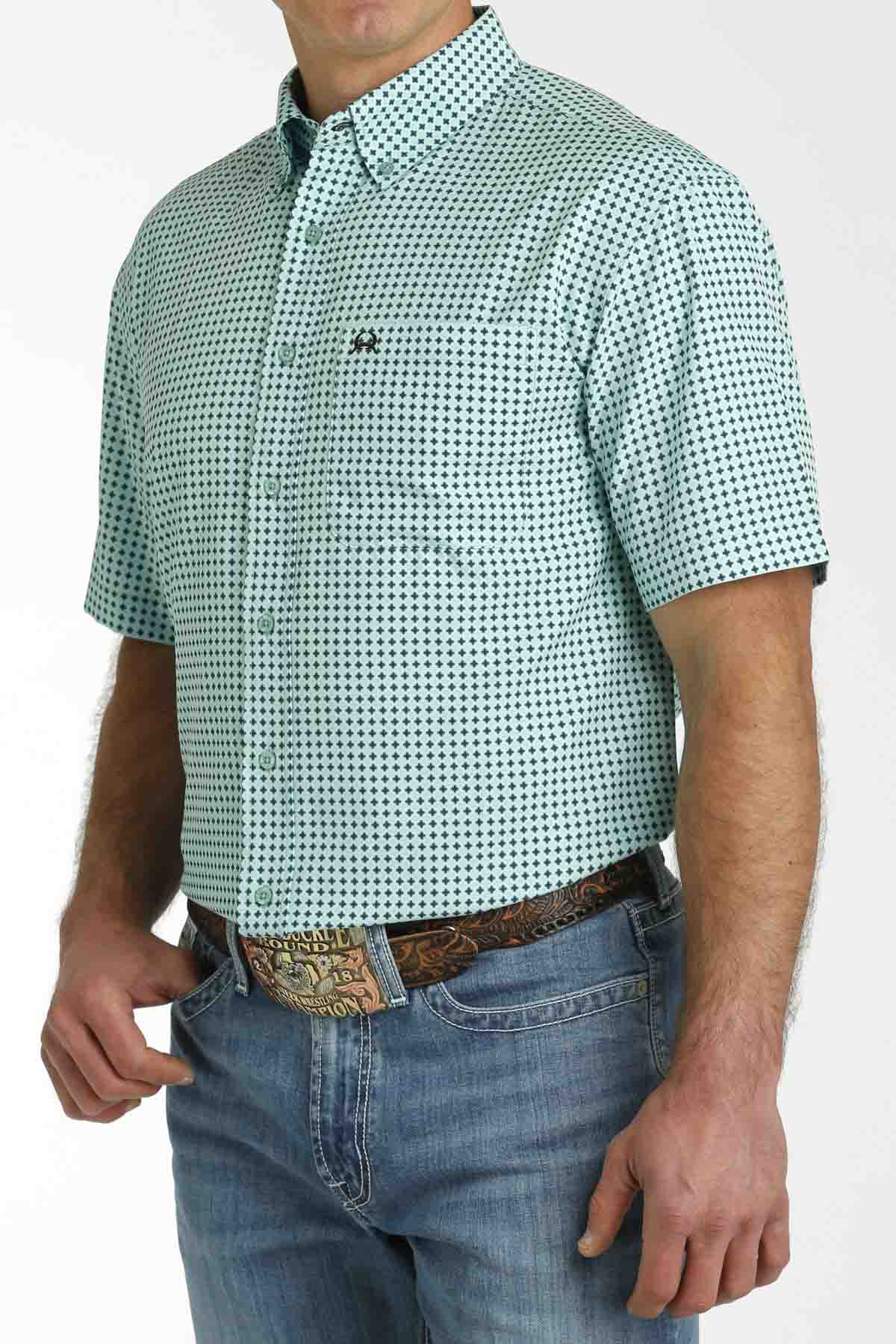 Arenaflex Men's SSL Turquoise Geometric Print BD by Cinch