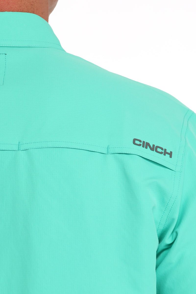 Men's Teal Solid Long Sleeve Arena Flex Button Down Shirt by Cinch