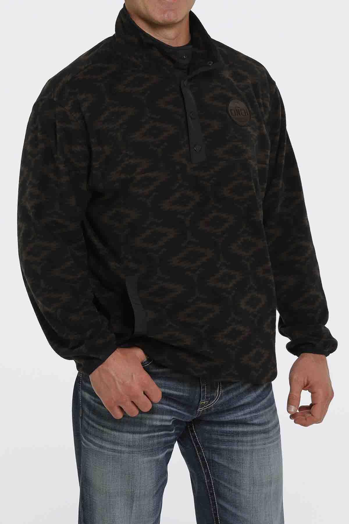 Cinch Fleece Pullover Black-Brown