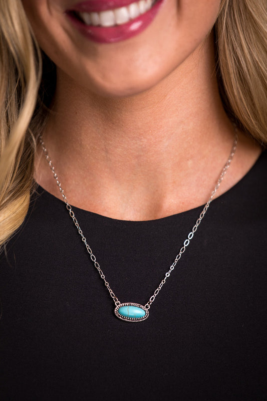 Turquoise Oval Stone Necklace